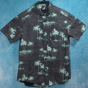BKLYN Athletics Short Sleeve Button Down Men's Shirt, Palm Trees, Size Small